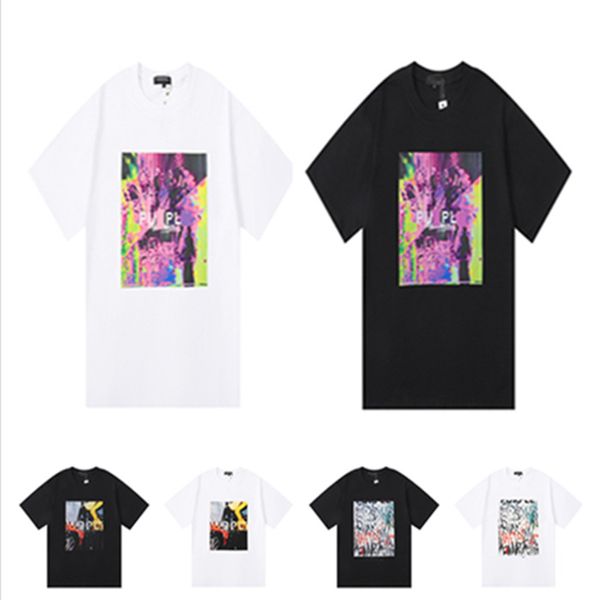 Marca de moda de designer europeu e americano pintado impresso algodão de alta qualidade rua hip hop manga curta camiseta homens e mulheres S-XL YY