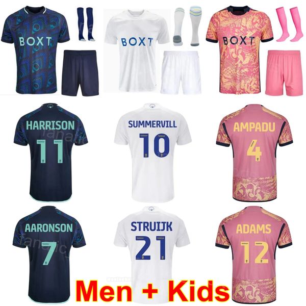 Maglia da calcio per bambini 10 Crysencio Summerville Jersey Club 24 Georginio Rutter 7 Joel Piroe 1 Illan Meslier 2 Luke Ayling 25 Sam Byram Maglia da calcio Kit 2023 24 LiCiLian