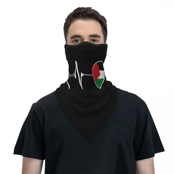 Bandane Palestinese Battito Cardiaco Bandiera Palestinese Ghetta per il Collo Uomo Donna Antivento Inverno Orgoglio Patriottico Bandana Sciarpa per Sci