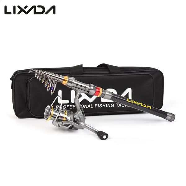 Boot Angelruten Lixada Teleskop Angelrute Reel Combo Full Kit Carbon Faser Pole Spinning Tasche Fall Pesca Getriebe Set 231030