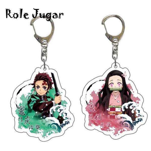 Demon Slayer Keychain Anime Kimetsu Hayır Yaiba Q Versiyon Akrilik Keychains Karikatür Figürleri Kolye Ana Zinciri Cosplay Takı Hediyesi