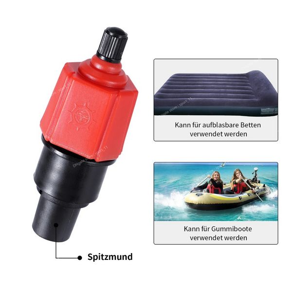 Adaptador de bomba de ar sup inflável, barco de borracha, caiaque, adaptador de válvula de ar, conversor de compressor de pneu, 4 bicos, acessórios para barco esportivo aquático