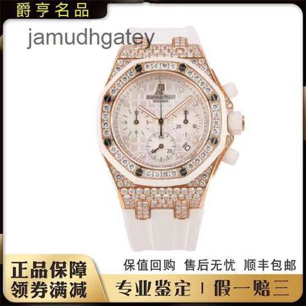 AP Swiss Relógios de pulso de luxo Royal AP Oak Offshore Series 18k Rose Gold Original Diamond Relógio mecânico automático feminino 26092OK 37mm VEZN