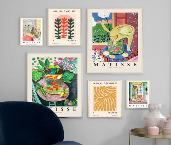 Gemälde Matisse Monet Fischgarten Seerosen Vintage Poster und Drucke Wandkunst Leinwand Malerei Bilder für Wohnzimmer Deco1061941