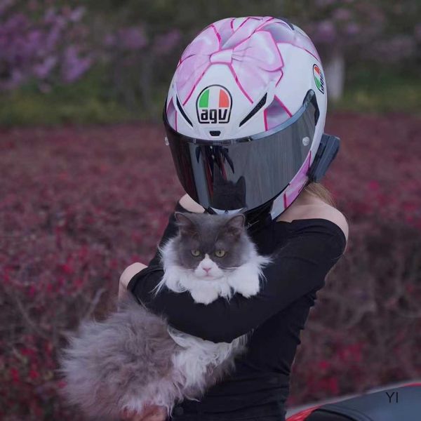 AA Designer-Helm, Integralhelm, offenes Gesicht, Motorradhelm, Agv Pista GP, Rr, Pink Bow, limitierte Auflage, Vorbestellung, Motorrad-Vollhelm, Kohlefaser, YI-I23Y