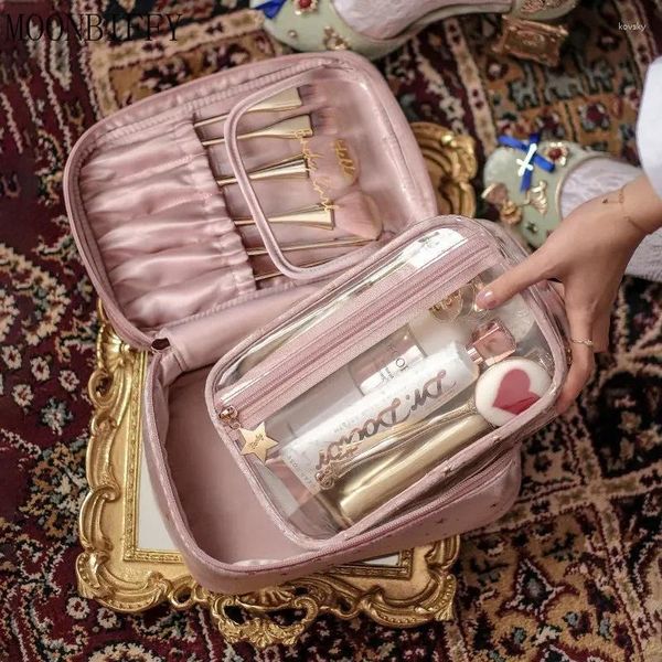 Estojo de armazenamento para cosméticos, organizador de higiene pessoal, à prova d'água, veludo, portátil, para viagem, com zíper, bolsa de maquiagem, kit de lavagem feminina