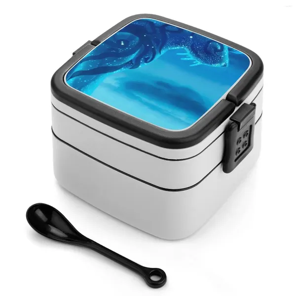 Geekycleary Blue Stars Clouds Dinnerware Night Walker Bento Box tragbarer Lunch-Vorratsbehälter aus Weizenstroh