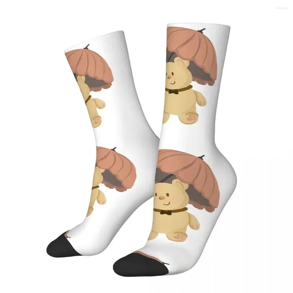 Erkek Çoraplar Ruth Ayı Şemsiyesi Teddy Sports 3D Baskı Erkek Kızlar Orta Kalf Çorap