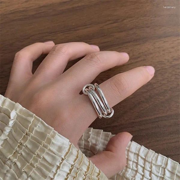 Cluster Ringe Hiphop Punk Drei Kreis Für Frauen Mode Schöne Mädchen Ring Kpop Party Schmuck Geschenke E501