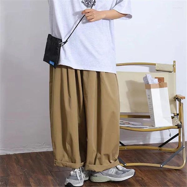 Kadın Pantolon 2023 Erkek Japon Haki Renk Tulumları Gevşek Geniş Bacak Moda Trendi Günlük yüksek kaliteli pantolon artı M-XL boyutu