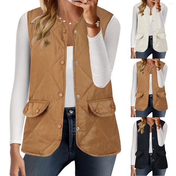 Gilet da donna Donna Autunno Inverno Gilet Giacche senza maniche Gilet con tasche Streetwear Solid Button Down Capispalla Veste Femme