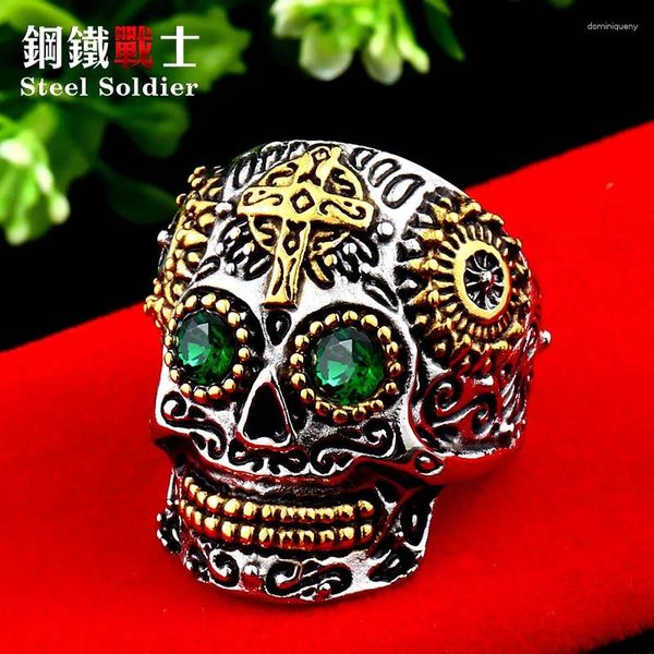 Cluster Ringe Drop Skull Ring Männer Edelstahl Hip-Hop Retro Punk Persönlichkeit Biker Schmuck