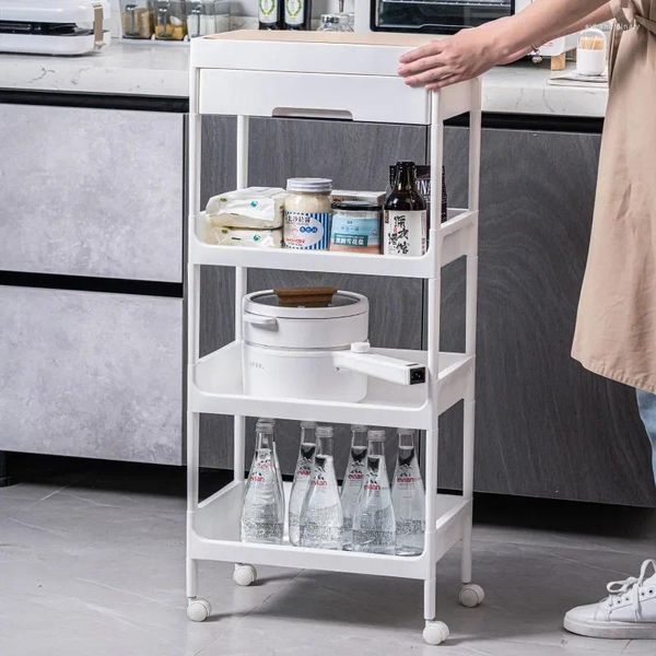 Contenitori per cucina Aoliviya Tavola di legno ufficiale multistrato antipolvere con ruote Cassetto stile bagno Gap Cosmetici