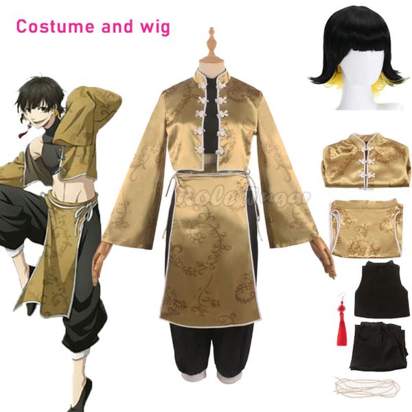 Mavi Kilit Anime Bachira Çin tarzı antik Kung Fu Tang Suit Bluelock Cosplay Kostüm Peruk Hediye Kıyafet