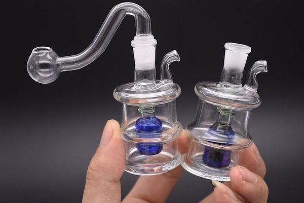 Mini bong in vetro da 10 mm Spiral Recycler Dab Oil Rigs Tubo dell'acqua Bong per acqua con giunto da 10 mm con Banger e tubo flessibile ZZ