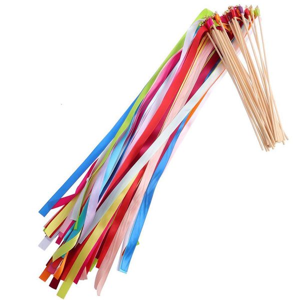 Envoltório de presente 20 pcs fitas de dança com varinha fita de ginástica rítmica arco-íris streamer varas para artesanato talento mostra 60cm 230627 gota de dhmlc