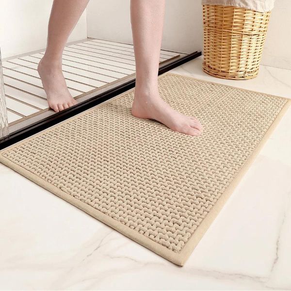 Tapetes Dexi Chenille Absorvente Soft Plush Bath Mat Máquina Lavável Antiderrapante Banheiro Tapete Adequado para Banheiras e Chuveiros