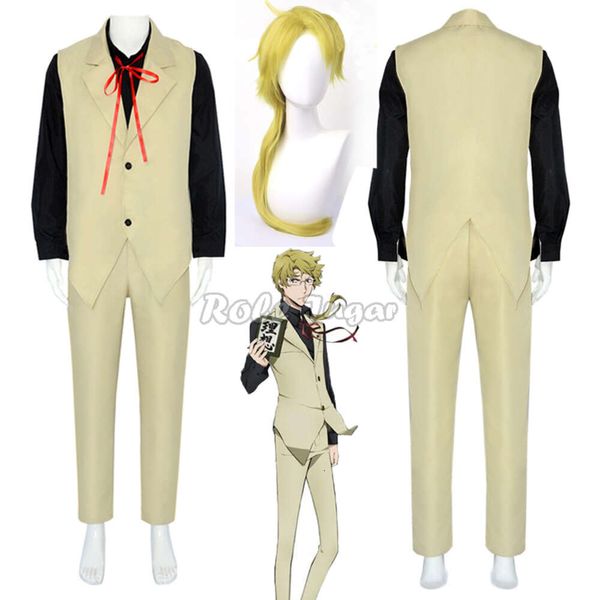 Kunikida Doppo Cosplay Anime Bungo Stray Dogs Costume Uomo Gilet Camicia Pantaloni Parrucche Halloween Party Stage Giochi di ruolo