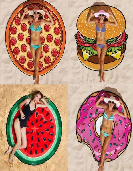 Telo mare Coperta Ciambelle Anguria Fragola Patatine Hamberger Ananas Spiaggia Tappetino yoga Costumi da bagno estivi Copricostumi Asciugamani da bagno 054029540