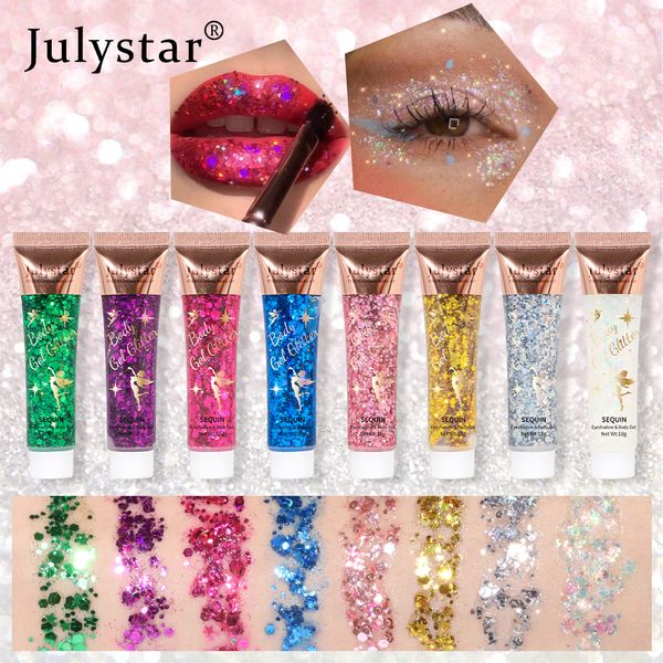 Trucco Fata Scala di sirena colorata Gel Glitter Ombretto Liquido Viso Labbra Glitter Corpo Polarizzante Stage Glitter Ombretto