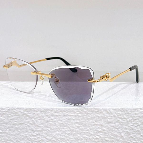 Farma senza bordo senza bordo taglio da uomo e da donna CT0120O Designer di lusso Colore che cambia occhiali da sole Gambe a specchio in metallo Lunette che guida le vacanze per il tempo libero