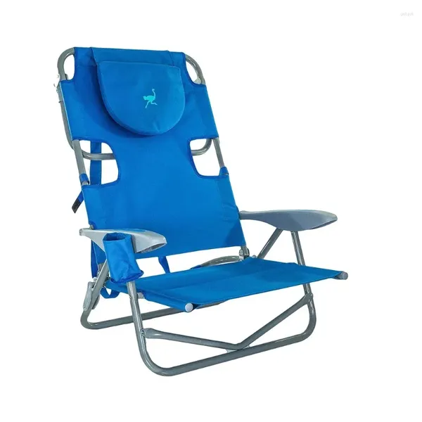 Camp Furniture Ostrich On-Your-Back Outdoor-Lounge, 5-fach verstellbarer Strand- und Seestuhl, Blau