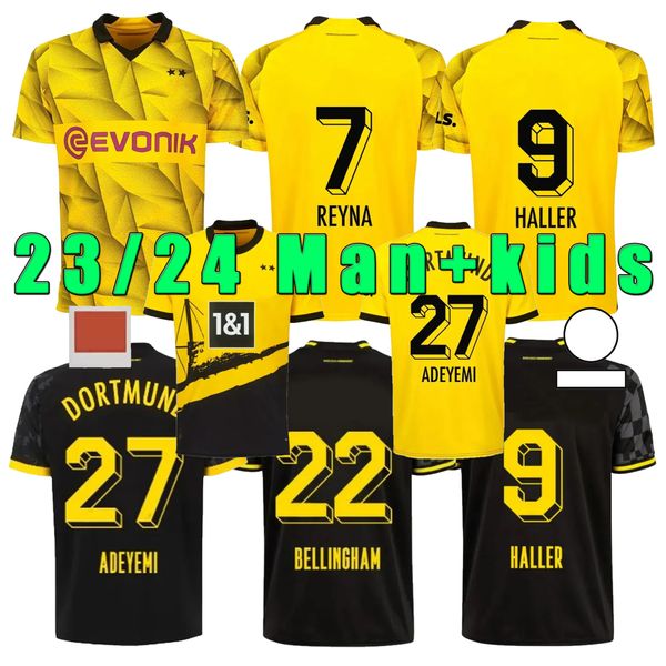 23 24 Dortmund 110th camisas de futebol F.NMECHA KAMARA 2023 2024 camisa de futebol preta REUS BELLINGHAM HUMMELS REYNA BRANDT masculino kit infantil maillot de pé uniforme