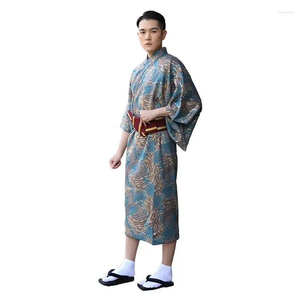 Этническая одежда в японском стиле, мужские самурайские халаты, традиционное кимоно, карнавальный костюм, кардиган, пояс, юката, одежда Харидзюку с Оби