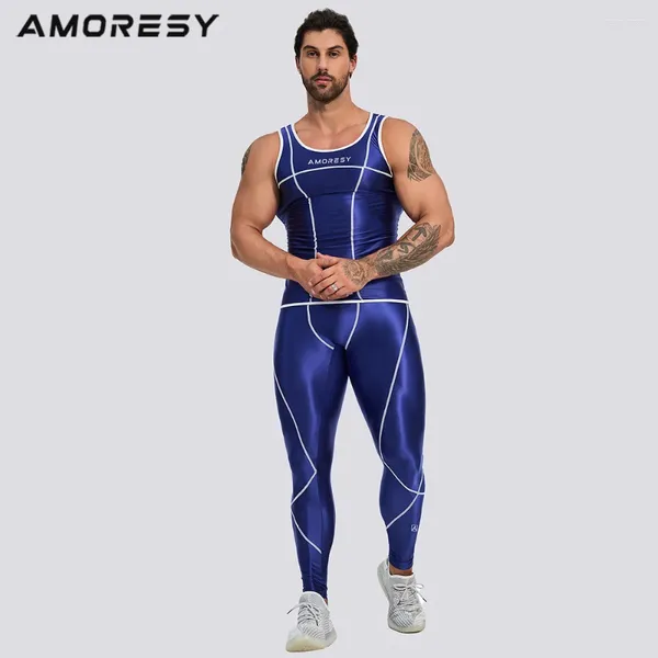 Herren-Bademode AMORESY Spandex Tight Athletic Tank Top Laufhose