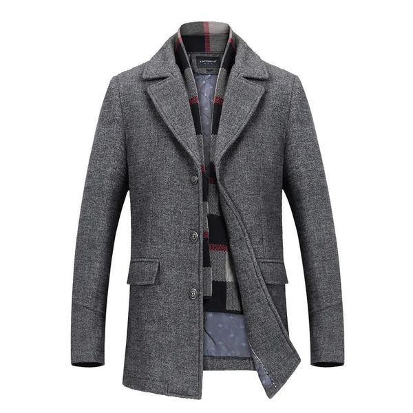 Misturas de lã masculina inteligente casual casaco de lã turn down colarinho jaqueta outerwear engrossar quente trincheira casacos de negócios homem 231031