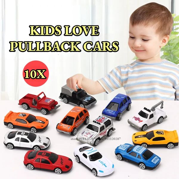 Druckguss-Modell, 10 x Mini-Spielzeugauto, klassisches kleines Rückzugsfahrzeug, Metall, Miniatur-Babyparty, Geburtstagsgeschenk für Kind, Jungen, Mädchen, 231030