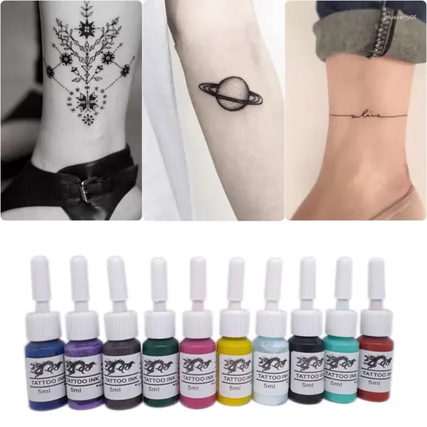 Inchiostri per tatuaggi Set di inchiostri multicolori professionali da 5 ml Kit di pigmenti Trucco di bellezza Vernici Bottiglie Strumenti Accessori per body art Commercio all'ingrosso