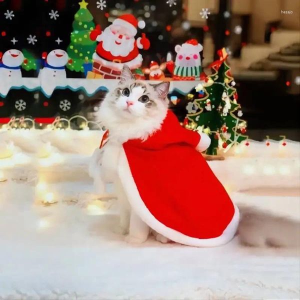 Kedi Kostümleri Pet Kostüm Pelerin Noel Baba rolü komik metamorfik kedi/köpek elbisesi kırmızı eşarp pervane dekorasyon