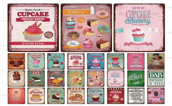 Pembe cakedonutsicecream teneke tabela vintage metal poster demir sayfa dekor için club bar restoran boya duvar boyama duvar ev dekor h18973657