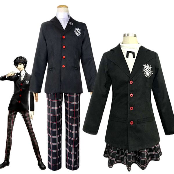 Anime persona 5 kasumi yoshizawa ren amamiya escola cosplay traje p5 campus cos uniforme casaco terno conjunto completo c100c19