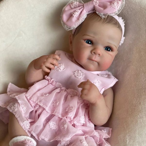 Bonecas linda Bettie 45cm menina corpo inteiro boneca de vinil macio pintado bebê com cabelo para crianças presente de Natal 231031