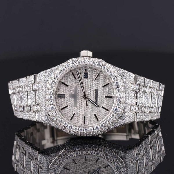 Venda quente 2024 Moissanite Iced Out Watch com luxo digno de estilo moderno masculino usando relógio por exportadores indianosRT5Y