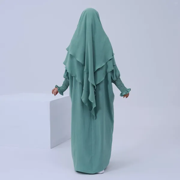 Этническая одежда Комплект химара из 2 предметов Абая Дубай Ислам Одежда для молитвы Женская молния спереди Свободное платье Слой Хиджаб Шарф Мусульманские наряды Рамадан