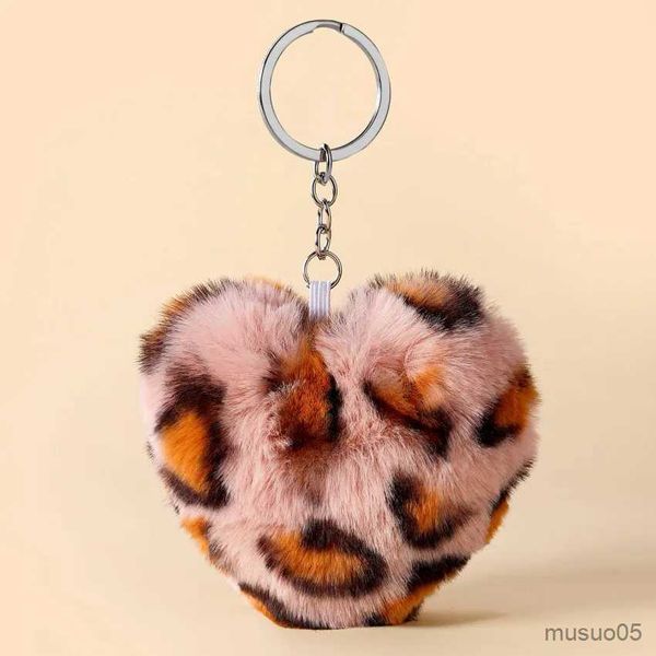 Corrente do telefone móvel novo criativo chaveiro bonito dos desenhos animados amor modelo chaveiro rosa leopardo impressão pingente de pelúcia r231031