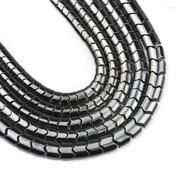 Grânulos zhbes 5/6/8mm pedra preta natural oval onda engrenagem hematita espaçador solto para diy jóias fazendo pulseira colar descobertas