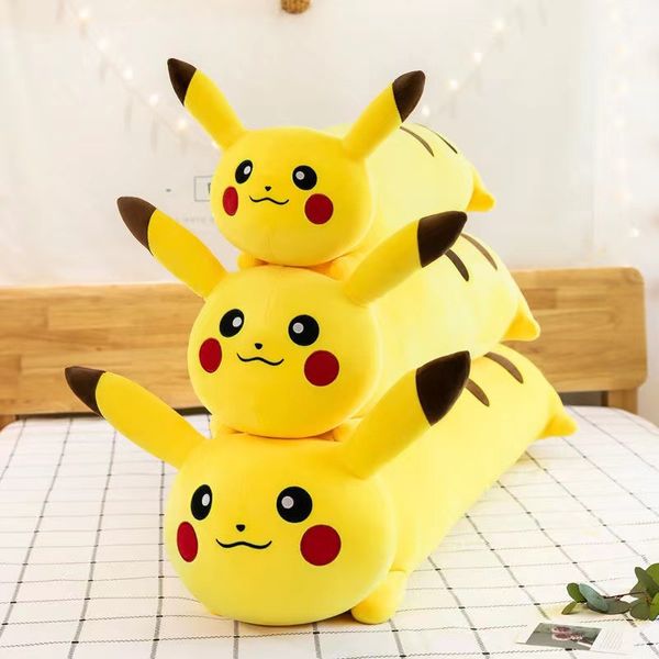 Nuova striscia carina sdraiata stile Pika chu peluche bambola cuscino per dormire sul letto regali di compleanno per bambini