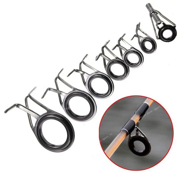 Kit de reparo de vara de pesca, 7 peças, tamanhos mistos, conjunto de olhos, varas de pesca