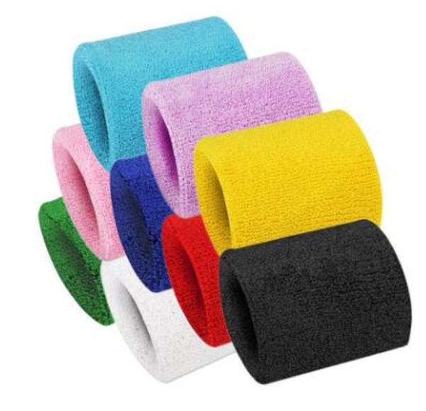 Alta qualidade algodão suor faixa de pulso braçadeiras equipamentos esportivos terry pano suporte protetor sweatbands futebol basquete fitness9925414