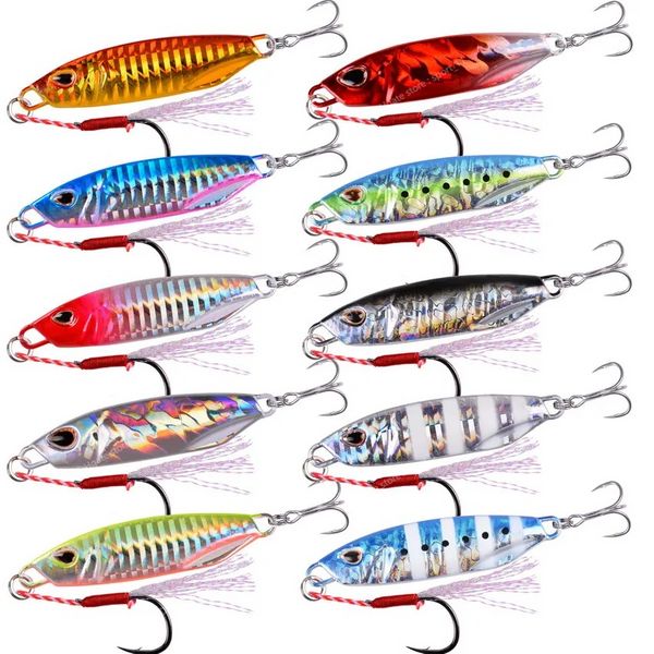 10 Stück Metall-Jig-Angelköder, Gewichte 10–40 g, harter Trolling-Köder, Bass-Angelköder, Tackle, Forellen-Jigging-Köder, Jigs, Salzwasser-Köder, Angeln, Angelköder, Trolling-Köder