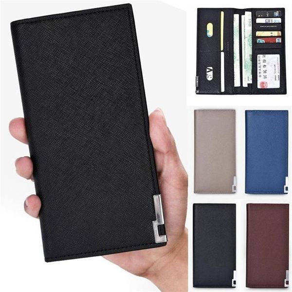 Brieftaschen Mode Herren PU Luxus Leder Design Brieftasche Check Lange Dünne Hand Paket Münze Geldbörse Klassische Bifold Bags316O