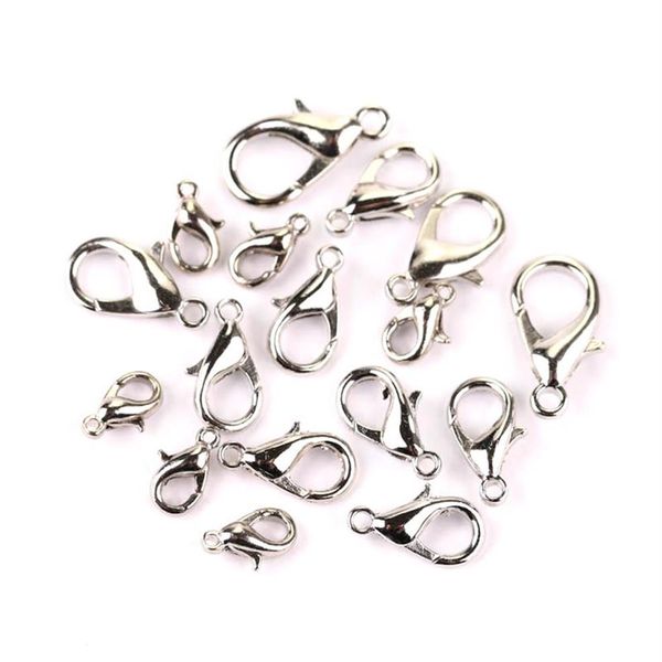 400 pçs 10 12 14 16mm prata chapeado liga lagosta fecho ganchos moda jóias descobertas para diy pulseira corrente colar2539