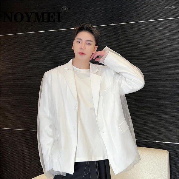 Herrenanzüge NOYMEI Lose Mesh Anzug Jacke Temperament Modische Koreanische Stil Single Button Revers Einfarbig Vintage Männer Blazer WA1828