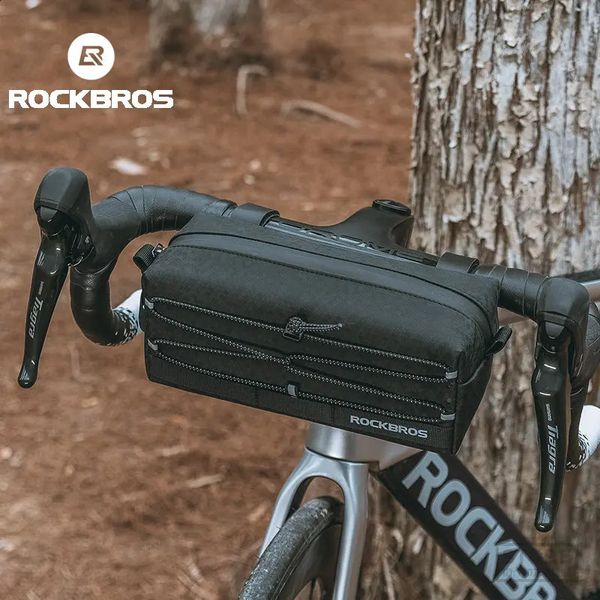 Borse laterali ROCKBROS Borsa anteriore per bicicletta Custodia di grande capacità MTB Ciclismo su strada Manubrio Cestino multifunzione Accessori bici 231030