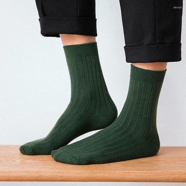 Herrensocken Herbst Frühling Baumwolle Rippe Volltonfarben Japanisch Basic Vintage Mode Multifarben Alltag Männer Jungen