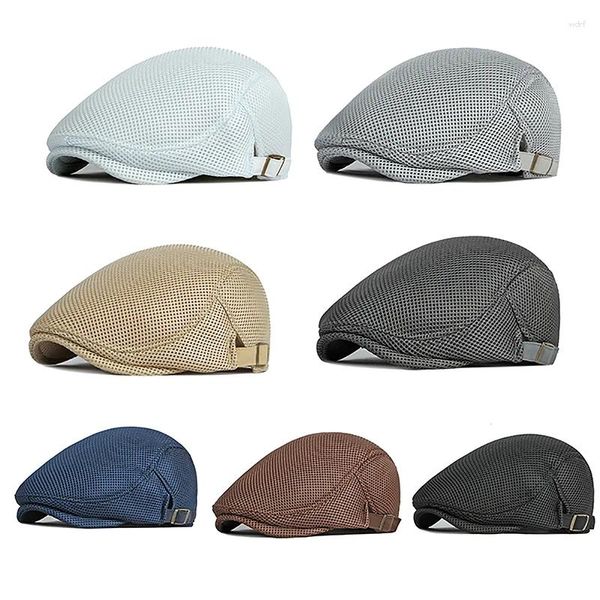 Береты, летние мужские дышащие кепки Sboy, сетчатая кепка для таксиста, гольфа, вождения, солнцезащитный берет на плоской подошве, черные, белые, серые, бежевые шапки, кепки, козырьки